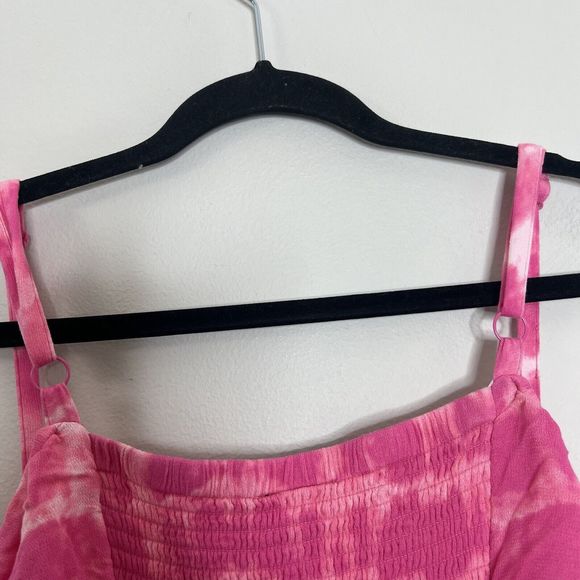 Torrid Dress Women's 1/1X Pink Tie-Dye Mini Gauze Lined Pockets Smock Stretch - Picture 8 of 14